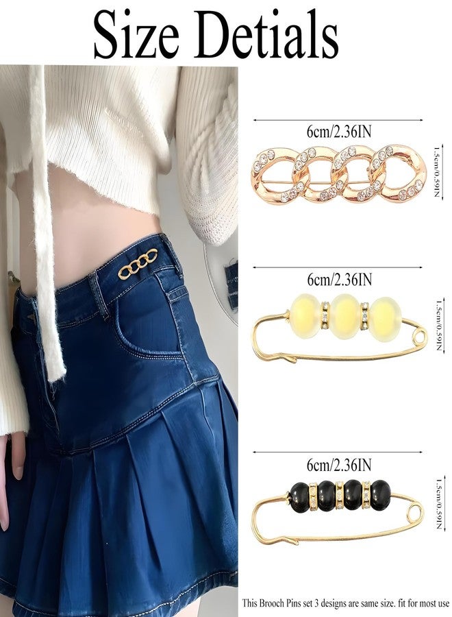 LAIFOOSHEN 12PCS Pant Waist Tightener Pins,Jewelry Pearl Brooch Pins for Clothes Shawl Cardigan Shirt Jeans Dress, Decoration Accessories,Decorative Shirt Jacket Lapel Pins for Women Girls - Image 2